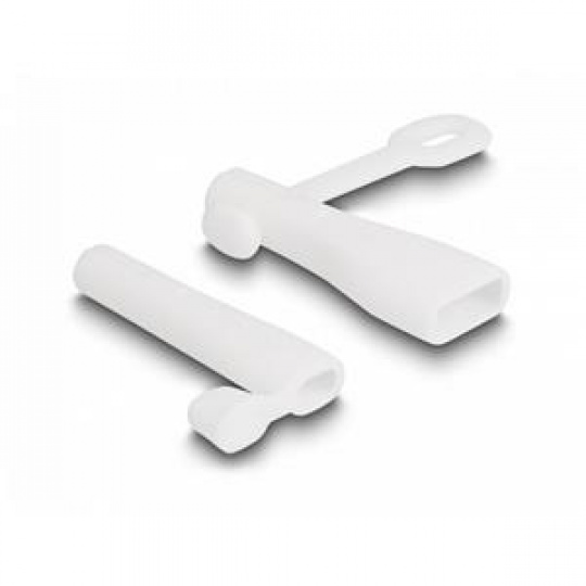 Delock Protiprachový kryt na zástrčku konektoru USB Typu-A a na zástrčku konektoru Apple Lightning™, sada 2 ks, bílá