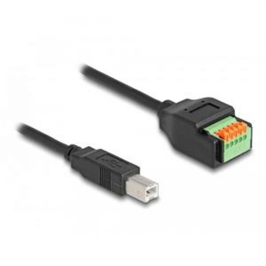Delock Adaptér kabelu ze zástrčkového konektoru USB 2.0 Typu-B (samec) na svorkovnici, s tlačítkem, 15 cm