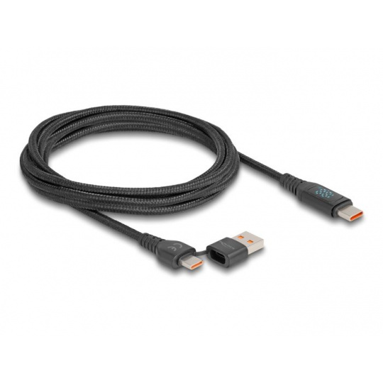 Delock Rychlonabíjecí kabel USB 2.0 ze zástrčkového rozhraní USB Type-C™ + USB Typ-A na zástrčkové rozhraní USB Type-C™