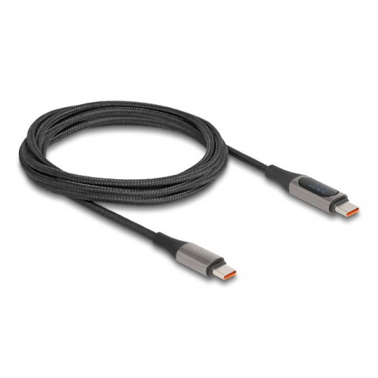 Delock USB 2.0 Kabel USB Type-C™ ze zástrčky na zástrčku, PD 3.0 100 W, s indikátorem výkonu, délky 2 m