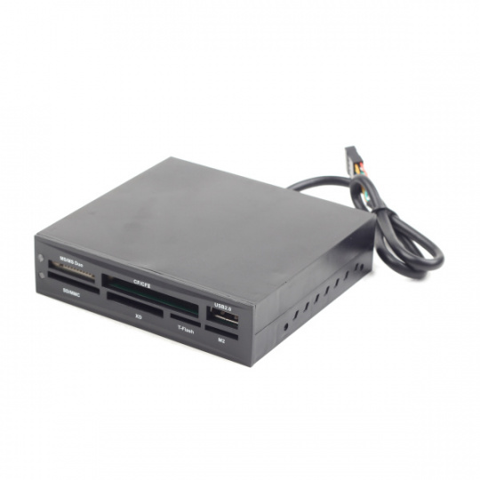 GEMBIRD Interní čtečka flash karet, 3,5" SDXC+USB černá, FDI2-ALLIN1-02-B