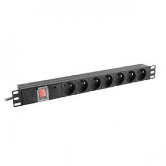 LANBERG NAPÁJECÍ DISTRIBUČNÍ JEDNOTKA (PDU) 19"  1U 10A 2M 7X FRANCOUZSKÉ ZÁSUVKY ČERNÁ C14
