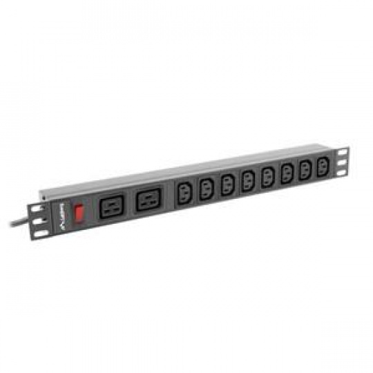 LANBERG 19"  1U 16A 2M 2X C19 8X IEC C13 ZÁSUVKY ČERNÁ C20