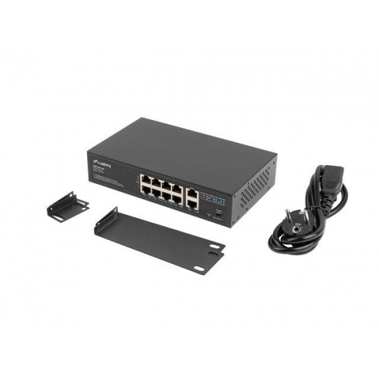 LANBERG SWITCH  8X 100MB POE+/2X 1GB UNMANAGED RACK 10"/19" GIGABIT ETHERNET 120W