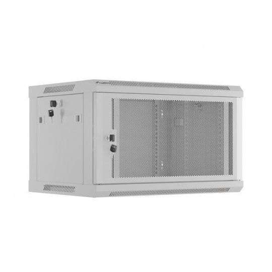LANBERG 19" RACKOVÁ SKŘÍŇ PRO MONTÁŽ NA STĚNU 6U/600X450 S PERFOROVANÝMI DVEŘMI ŠEDÁ  (PLOCHÉ BALENÍ)