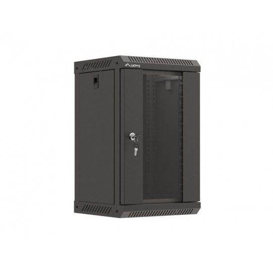 LANBERG RACKOVÁ SKŘÍŇ 10" NÁSTĚNNÁ 9U/300X300 (v rozloženém stavu) S PROSKLENÝMI DVEŘMI ČERNÁ