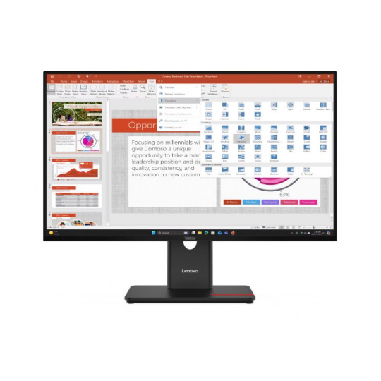 Lenovo LCD T27-40 27" IPS WLED/1920x1080/6ms/300nits/MC60 kamera/1xHDMI/DP/VGA/4xUSB/Pivot/Černá