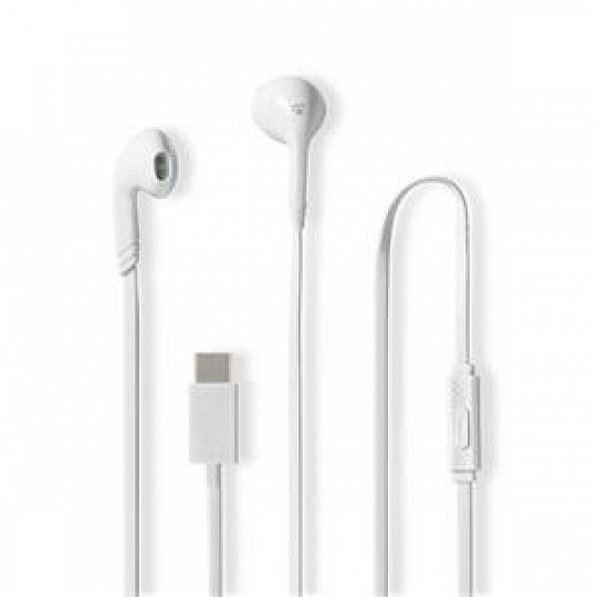 Nedis HPWD4024WT- Kabelová Sluchátka | Do uší  | USB-C | Délka kabelu: 1.2 m | mikrofon |  Ovládání Hlasitosti | Bílá