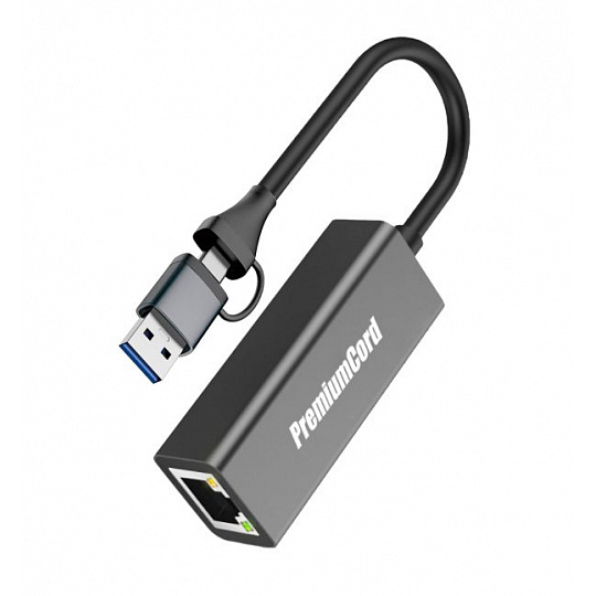 PremiumCord Adapter USB-C a USB-A na Gigabit 10/100/1000Mbps 15cm PremiumCord Adapter USB-C a USB-A na Gigabit 10/100/1000Mbps 15cm