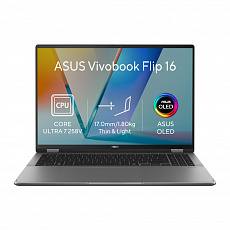 ASUS Vivobook 16 Flip/TP3607SA-OLED118W/U7-258V/16"/WUXGA/T/32GB/1TB/Intel int/W11H/Gray/2R ASUS Vivobook 16 Flip/TP3607SA-OLED118W/U7-258V/16"/WUXGA/T/32GB/1TB/Intel int/W11H/Gray/2R