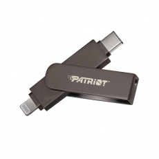 Patriot iLuxe Stick C MFi/256GB/USB 3.2/Lightning + USB-C/Černá