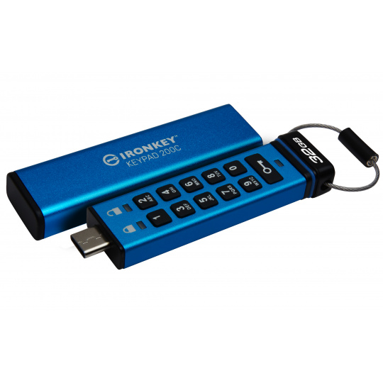 32GB Kingston Ironkey Keypad 200C, USB-C 3.2 Gen 1, šifrování XTS-AES