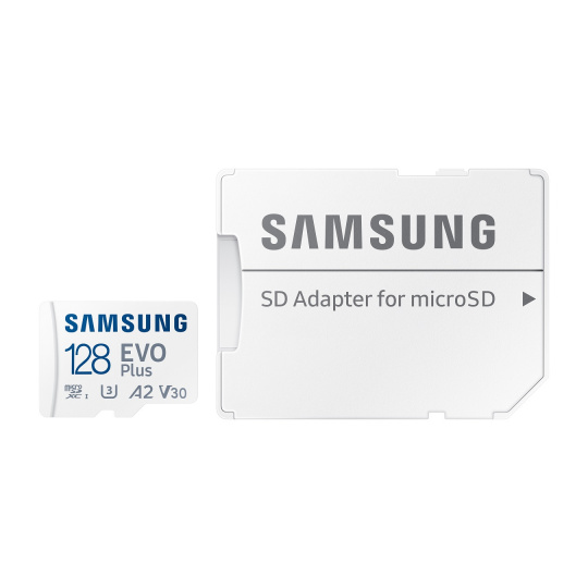 Samsung EVO Plus/micro SDXC/128GB/UHS-I U3 / Class 10/+ Adaptér/Bílá