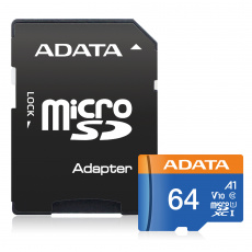 Adata/micro SDHC/64GB/100MBps/UHS-I U1 / Class 10/+ Adaptér