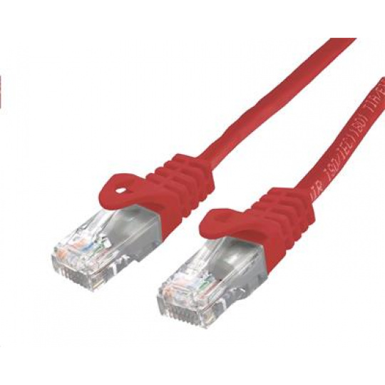 Kabel C-TECH patchcord Cat6, UTP, červený, 0,25m