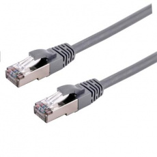 Kabel C-TECH patchcord Cat6a, S/FTP, šedý, 1m