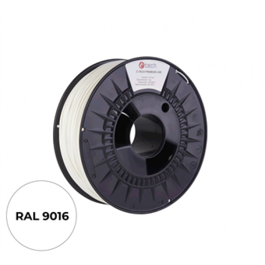 Filament C-TECH PREMIUM LINE, TPU 90A, flexibilní, dopravní bílá, RAL9003, 1,75mm, 1kg