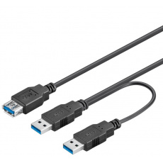 PremiumCord USB Y kabel A/Male + A/Male + A/Female