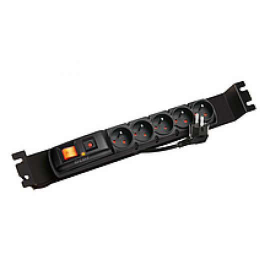 Napajeci panel ACAR F5 FA 3m 5 pozic BK včetně držáků do 19" lišt 1U, ACAR-F5-FA