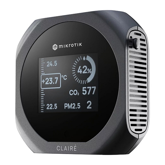 MikroTik IAQM-THC2PV-G, Claire - Air Quality Monitor, CO2, Temp, RH, PM2.5/10, VOC, šedá