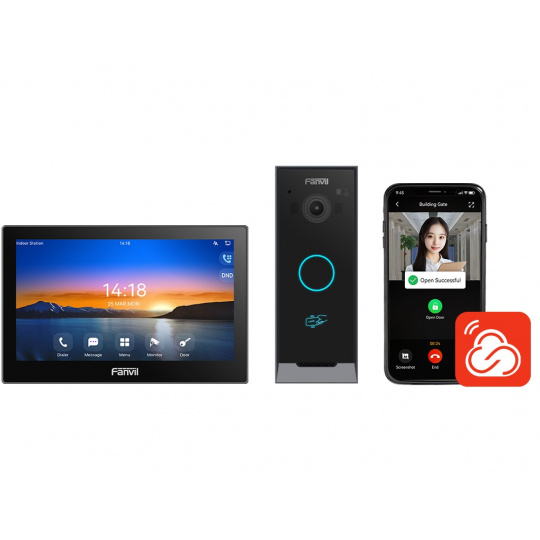 Fanvil VIK-01, video interkom kit (dotyková stanice i504W + interkom i60 + app), Wi-Fi, 7", PoE