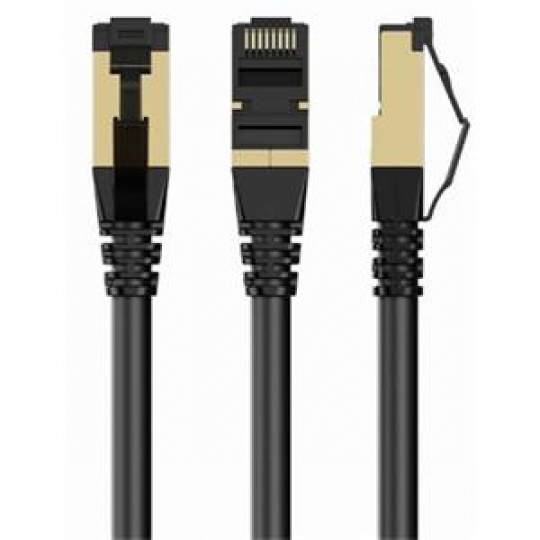 GEMBIRD PP8-LSZHCU-BK-1M – S/FTP Cat. 8 patch kabel s LSZH pláštěm, černý, 1 m