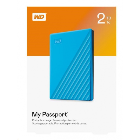 Disk Western Digital My Passport portable, 2TB, Ext. 2.5", USB3.0 modrý