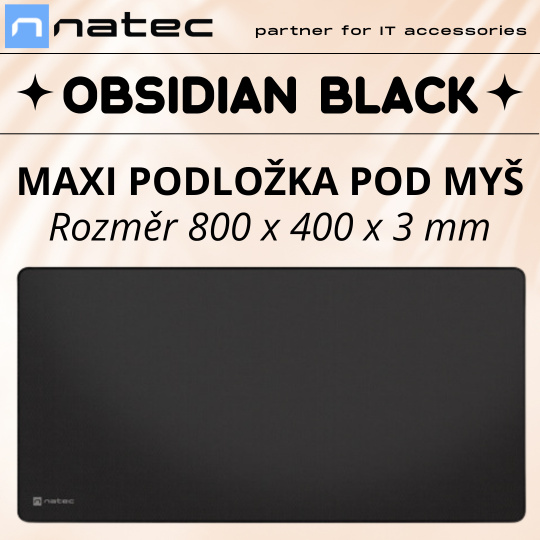 Maxi podložka pod myš Natec Obsidian black 80x40 cm