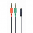 CABLEXPERT redukce audio pro sluchátka 3,5 mm stereo jack 4-pin female - 2x 3,5mm jack male, 20 cm
