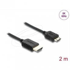 Delock Koaxiální kabel High Speed HDMI HDMI samec na Mini HDMI samec 8K 60 Hz s pleteným opláštěním 2 m Delock Koaxiální kabel High Speed HDMI HDMI samec na Mini HDMI samec 8K 60 Hz s pleteným opláštěním 2 m