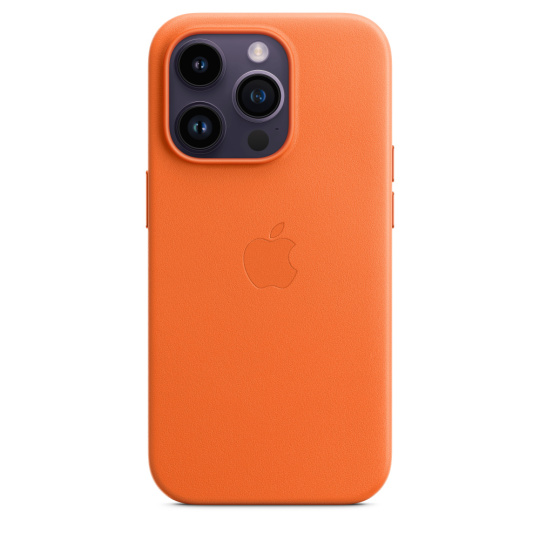 iPhone 14 Pro Max Leather Case with MS - Orange