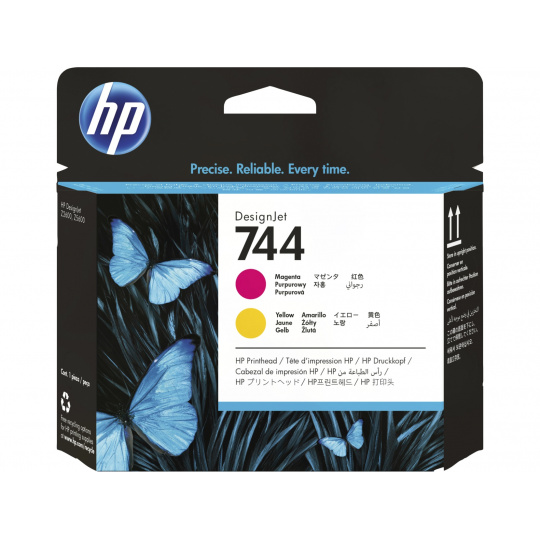 HP 744 Tisková hlava, purpurová a žlutá, F9J87A