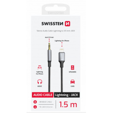 SWISSTEN AUDIO ADAPTÉR TEXTILE LIGHTNING (samec) / 3,5 mm JACK (samec) 1,5 M ČERNÝ (nahrazuje 73501213) SWISSTEN AUDIO ADAPTÉR TEXTILE LIGHTNING (samec) / 3,5 mm JACK (samec) 1,5 M ČERNÝ (nahrazuje 73501213)
