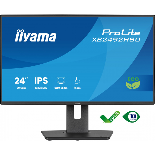 24" iiyama X2492HSU-B1:IPS,FHD,HDMI,DP,green,HAS