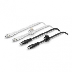 Belkin BOOST CHARGE™ USB-C/USB-C kabel, 1m, bílý/černý - odolný PRO Flex - 2pack