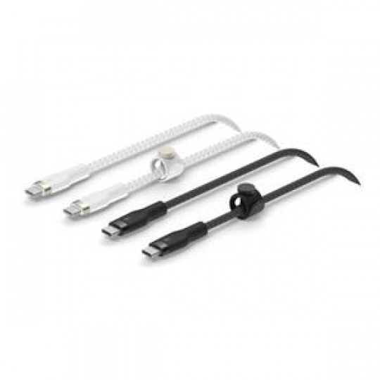 Belkin BOOST CHARGE™ USB-C/USB-C kabel, 1m, bílý/černý - odolný PRO Flex - 2pack