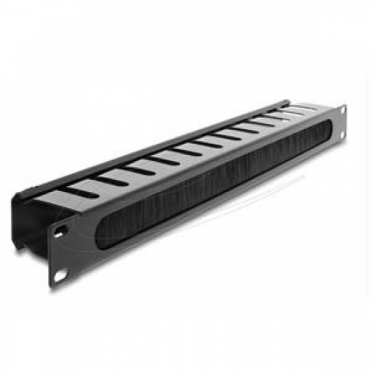 Delock 19” panel pro správu kabelů, s kartáčem a 2 otvory, 1U, černý Delock 19” panel pro správu kabelů, s kartáčem a 2 otvory, 1U, černý