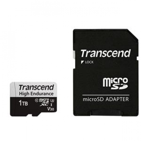Transcend 1TB microSDXC 350V UHS-I U1 (Class 10) High Endurance paměťová karta, 100MB/s R, 85MB/s W Transcend 1TB microSDXC 350V UHS-I U1 (Class 10) High Endurance paměťová karta, 100MB/s R, 85MB/s W