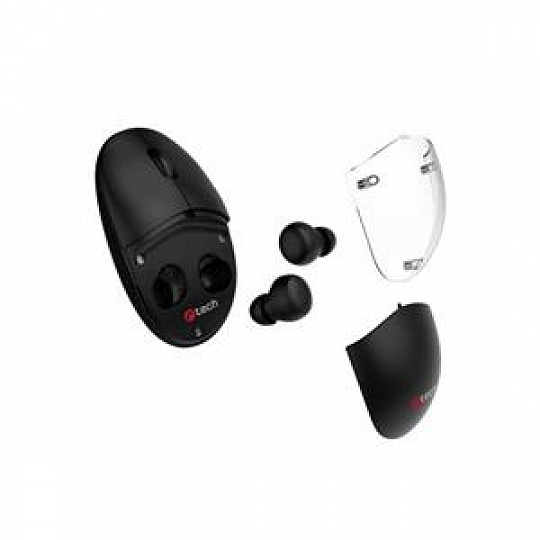 C-TECH Myš s TWS sluchátky WLM-21 Dual mode, bezdrátová, BT5.0 + 2,4GHz, 1600DPI, 3 tlačítka, USB nano receiver, černá C-TECH Myš s TWS sluchátky WLM-21 Dual mode, bezdrátová, BT5.0 + 2,4GHz, 1600DPI, 3 tlačítka, USB nano receiver, černá