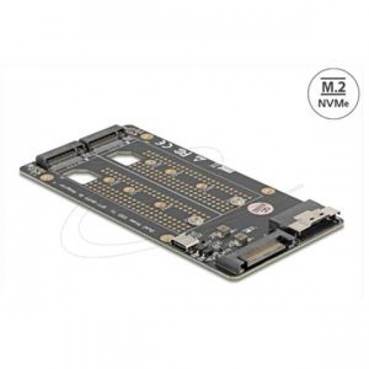 Delock Převodník SFF-8654 8i na 2 x SSD disky M.2 Key M NVMe