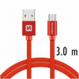 SWISSTEN DATA CABLE USB / MICRO USB TEXTILE 3,0M RED