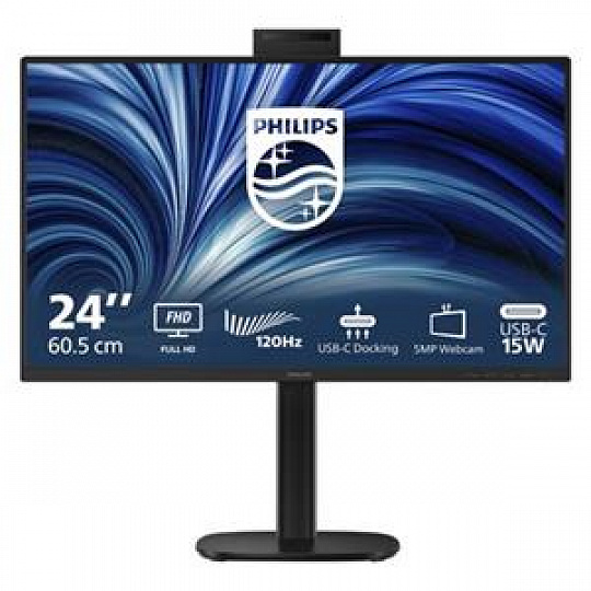 Philips LCD 24B2U3301H 23,8" IPS/1920x1080@120Hz/4ms/300cd/HDMI/DP/4xUSB/USB-C dock/RJ45/Webcam/Repro/Pivot/HAS/5 let