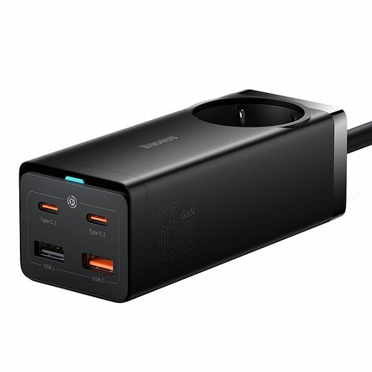Baseus Rychlonabíječka do sítě GaN3 Pro, 2x USB-C, 2x USB + AC 65W černá Baseus Rychlonabíječka do sítě GaN3 Pro, 2x USB-C, 2x USB + AC 65W černá