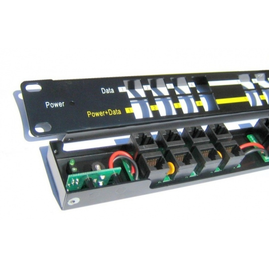 Patch panel POE Gigabit cat.5e 12p 1U Black 19" rack