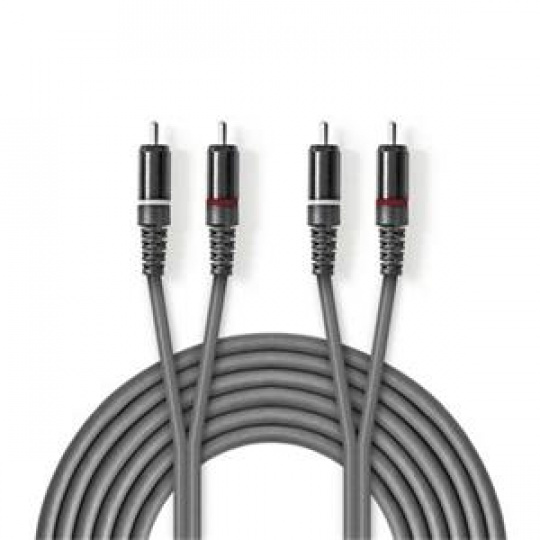 Nedis COTH24200GY30 - Stereofonní Audio Kabel | 2x RCA Zástrčka – 2x RCA Zástrčka | 3 m | Šedá barva