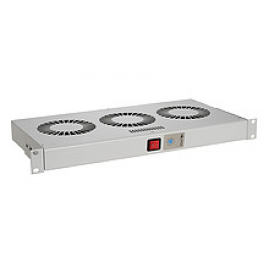 Chladící jednotka 19" 1U 3 ventilátory s bimetalovým termostatem RAL 7035 do 19" lišt VJ19-3-T-G