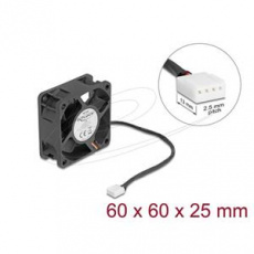 Delock Axiální ventilátor: 12 V DC, 60 x 60 x 25 mm, černý