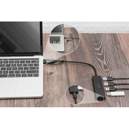 Digitus USB 3.0 Hub 4-Port, Slim Line, 0,2m kabel