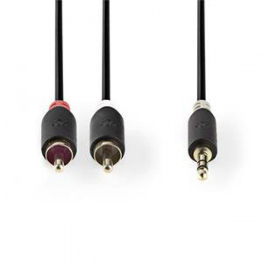 Nedis CABW22200AT10 - Stereofonní Audio Kabel | 3,5mm Zástrčka - 2x RCA Zástrčka | 1 m | Antracit