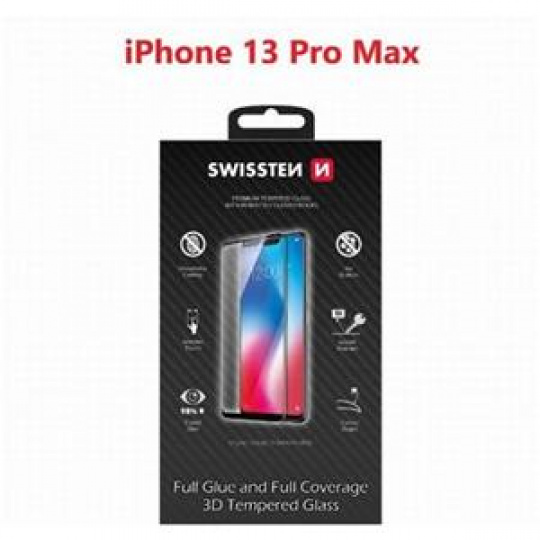 SWISSTEN OCHRANNÉ SKLO ULTRA DURABLE 3D APPLE IPHONE 13 Pro Max ČERNÉ